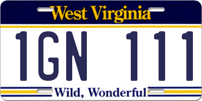 WV license plate 1GN111