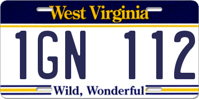 WV license plate 1GN112