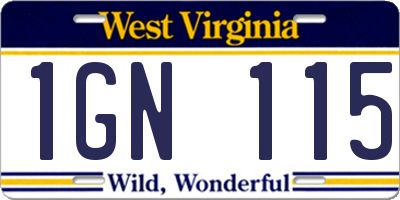 WV license plate 1GN115