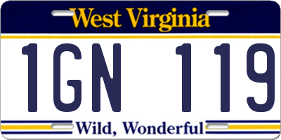 WV license plate 1GN119