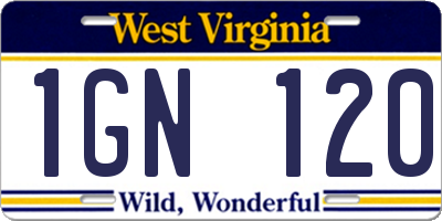 WV license plate 1GN120