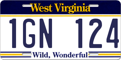 WV license plate 1GN124