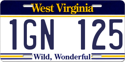 WV license plate 1GN125