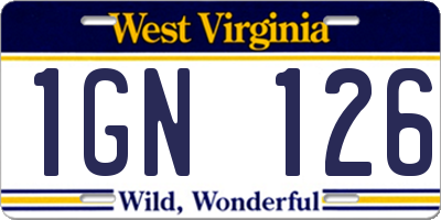 WV license plate 1GN126