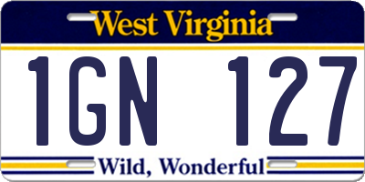 WV license plate 1GN127
