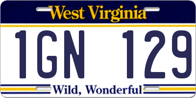 WV license plate 1GN129