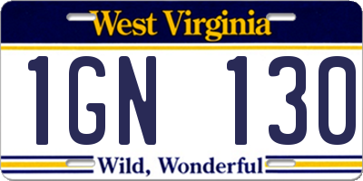 WV license plate 1GN130