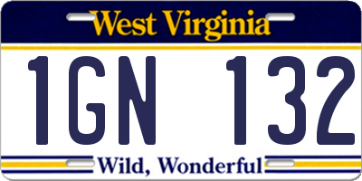 WV license plate 1GN132