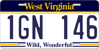 WV license plate 1GN146