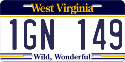 WV license plate 1GN149
