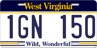 WV license plate 1GN150