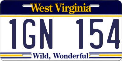 WV license plate 1GN154