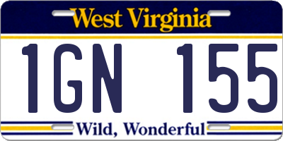 WV license plate 1GN155