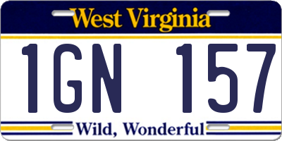 WV license plate 1GN157