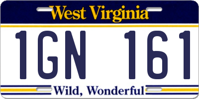 WV license plate 1GN161