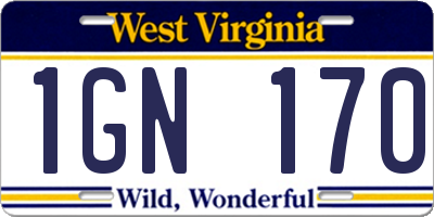 WV license plate 1GN170