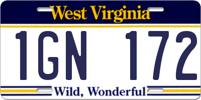WV license plate 1GN172