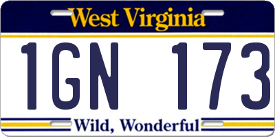WV license plate 1GN173