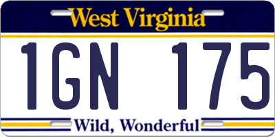 WV license plate 1GN175