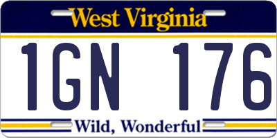 WV license plate 1GN176
