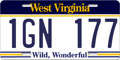 WV license plate 1GN177