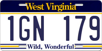 WV license plate 1GN179