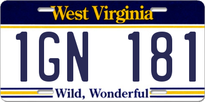 WV license plate 1GN181