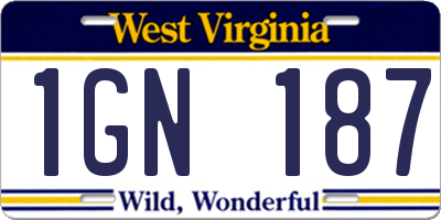 WV license plate 1GN187