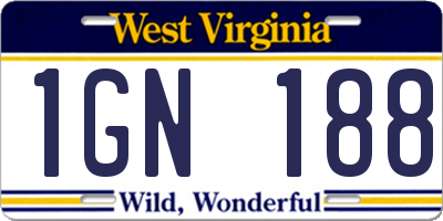 WV license plate 1GN188