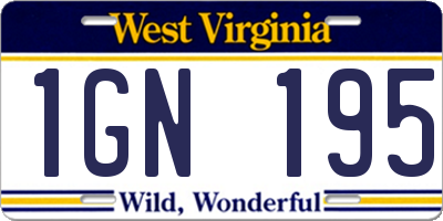 WV license plate 1GN195