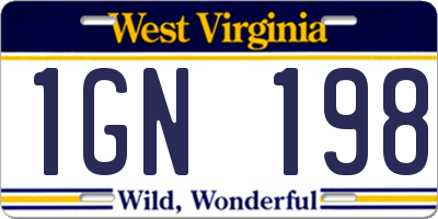 WV license plate 1GN198
