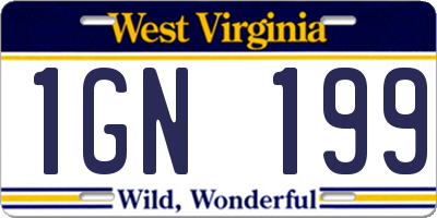 WV license plate 1GN199