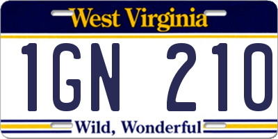 WV license plate 1GN210