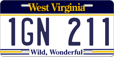 WV license plate 1GN211