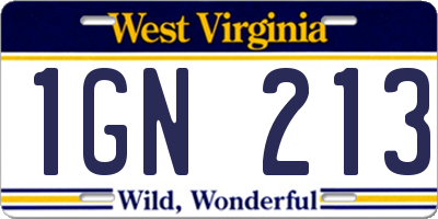WV license plate 1GN213