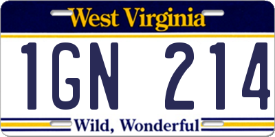 WV license plate 1GN214