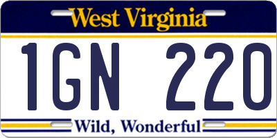 WV license plate 1GN220