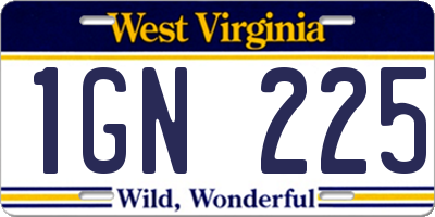 WV license plate 1GN225