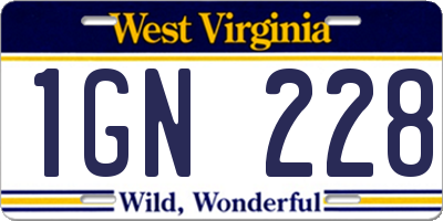 WV license plate 1GN228