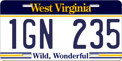 WV license plate 1GN235