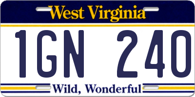 WV license plate 1GN240