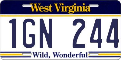WV license plate 1GN244