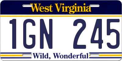 WV license plate 1GN245