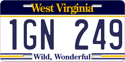 WV license plate 1GN249