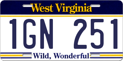 WV license plate 1GN251