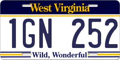 WV license plate 1GN252