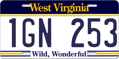 WV license plate 1GN253