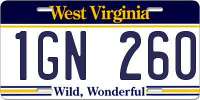 WV license plate 1GN260
