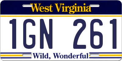 WV license plate 1GN261
