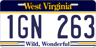 WV license plate 1GN263
